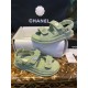 Chanel Green Suede Gold Coin Beach Sandals