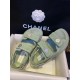 Chanel Green Suede Gold Coin Beach Sandals