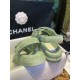 Chanel Green Suede Gold Coin Beach Sandals