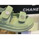 Chanel Green Suede Gold Coin Beach Sandals