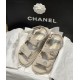 Chanel Beige Gold Coin Magic Tape Sandals