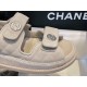 Chanel Beige Gold Coin Magic Tape Sandals