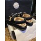 Chanel  Black Horsehair Magic Tape Sandals with Cozy Sheepskin Lining