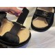 Chanel  Black Horsehair Magic Tape Sandals with Cozy Sheepskin Lining