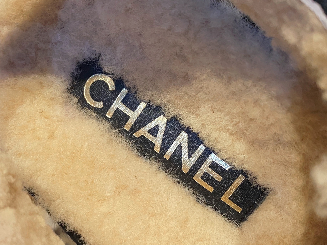 Chanel  Black Horsehair Magic Tape Sandals with Cozy Sheepskin Lining