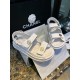 Chanel  White Embossed Gold Coin Beach Sandals - Imported Cowhide with Intricate Pattern, Soft Sheepskin Lining, Vintage Customized Gold Coin Buckle