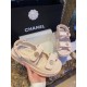 Chanel  Pink Gold Coin Beach Sandals - Imported Embossed Calfskin with Leather Sole, Exquisite Baroque Gold Coin Buckle