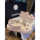 Chanel  Pink Gold Coin Beach Sandals - Imported Embossed Calfskin with Leather Sole, Exquisite Baroque Gold Coin Buckle