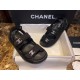 Chanel Classic Beach Sandals with Fabric Upper and Rhinestone Buckle - Perfect Blend of Femininity and Comfort