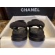 Chanel Classic Beach Sandals with Fabric Upper and Rhinestone Buckle - Perfect Blend of Femininity and Comfort