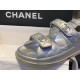 Chanel Classic Beach Sandals Silver Sheepskin - New Silver Sheepskin with Film Coating, Luxurious and Soft Texture