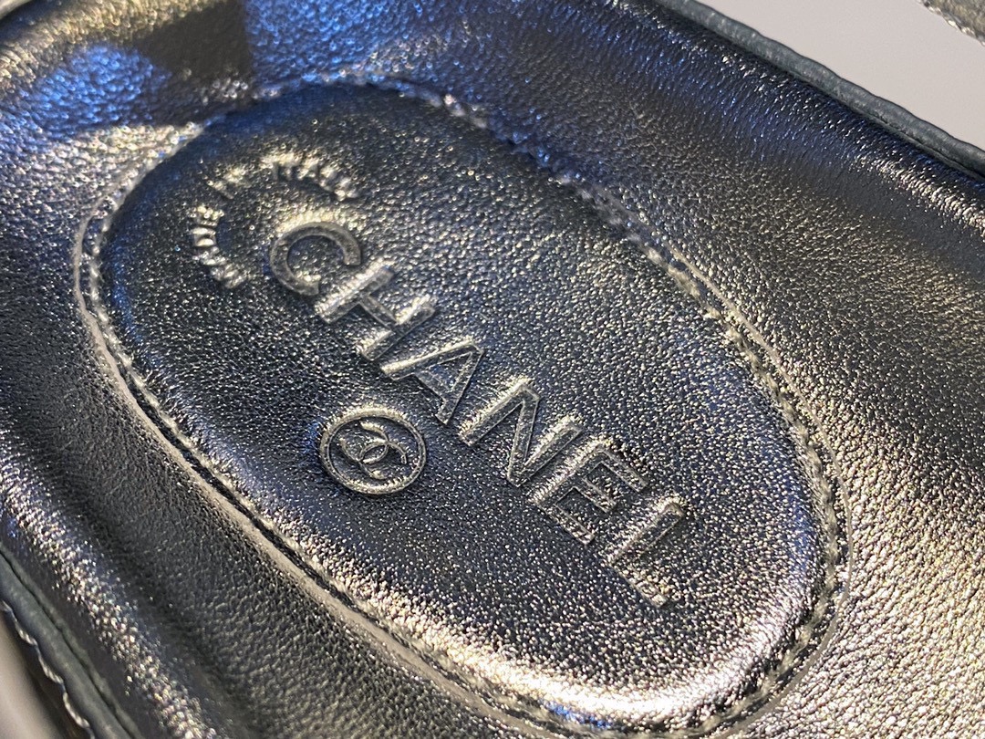 Chanel Classic Beach Sandals Silver Sheepskin - New Silver Sheepskin with Film Coating, Luxurious and Soft Texture