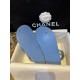 Chanel Denim Print Velcro Beach Sandals - Refreshing Denim Series with Polka Dots and Prints, Enamel Metal Edged Round Buckl