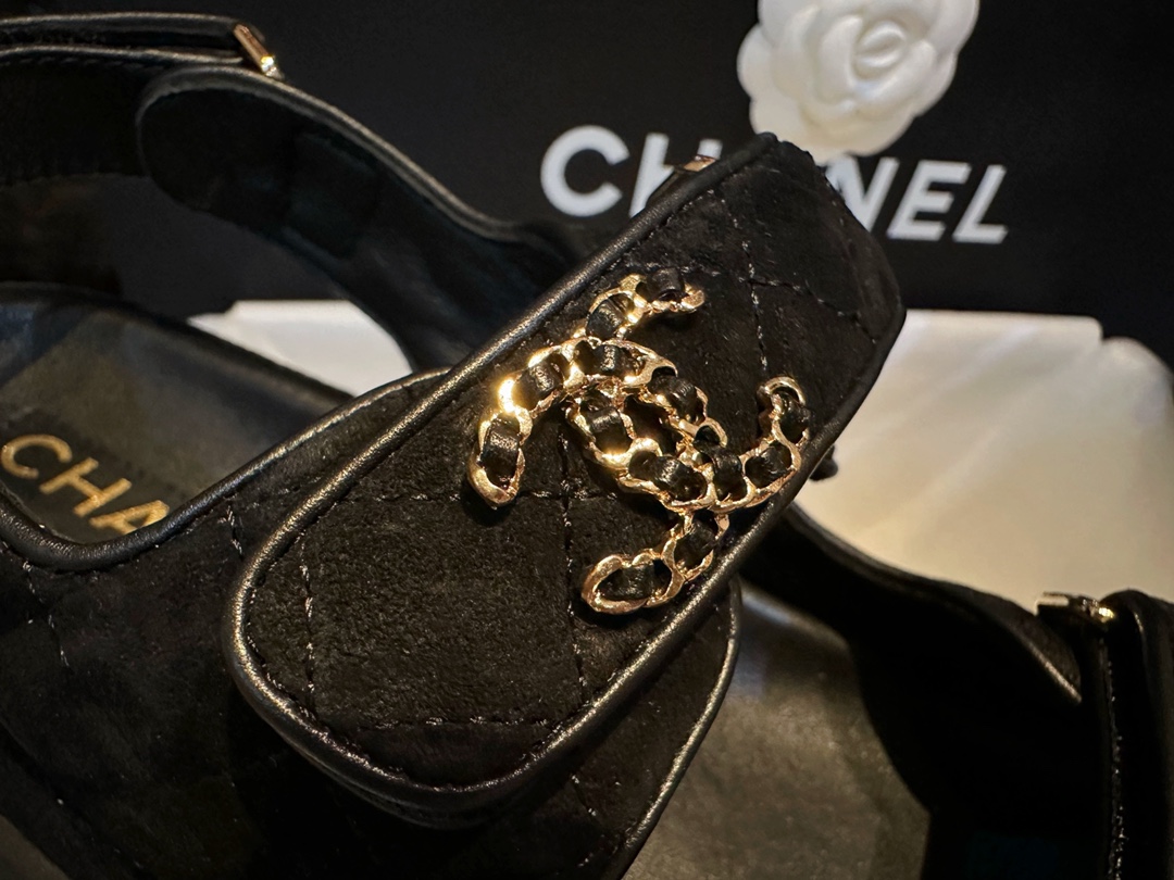 Chanel Barbie Doll Platform Velcro Sandals - Velvety Texture with Secure Wrap Design, Boosted by 5cm Thick Sole