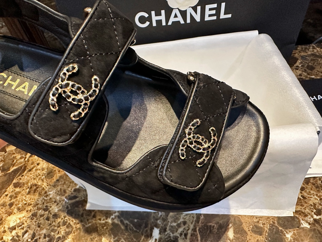 Chanel Barbie Doll Platform Velcro Sandals - Velvety Texture with Secure Wrap Design, Boosted by 5cm Thick Sole