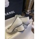 Chanel White Chain High Heels - Slightly Glossy Wrinkled Calfskin with Sheepskin Lining