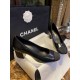 Chanel Black High Heel Chain Shoes 6cm Heel Height, Classic Logo and Heel Chain for Added Style