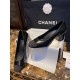 Chanel Black High Heel Chain Shoes 6cm Heel Height, Classic Logo and Heel Chain for Added Style