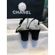 Chanel Pointed Toe Chain High Heels - Elegant and Stylish with Satin Straps and Steel Details