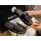 Chanel Classic Black Sheepskin Sandals: Luxurious Comfort with Diamond Pattern Detailing