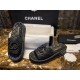 Chanel Classic Black Sheepskin Sandals: Luxurious Comfort with Diamond Pattern Detailing