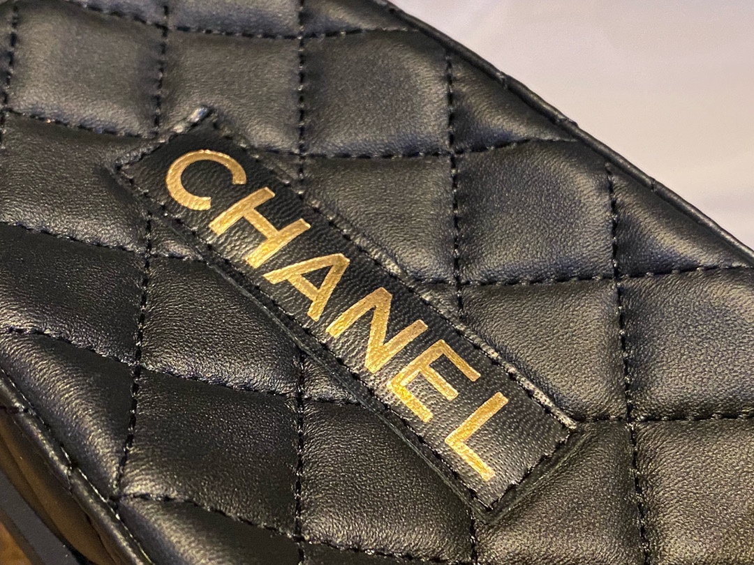 Chanel Classic Black Sheepskin Sandals: Luxurious Comfort with Diamond Pattern Detailing