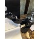 Chanel Premium Black Sheepskin Camellia Sandals