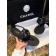 Chanel Premium Black Sheepskin Camellia Sandals