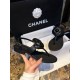 Chanel Premium Black Sheepskin Camellia Sandals