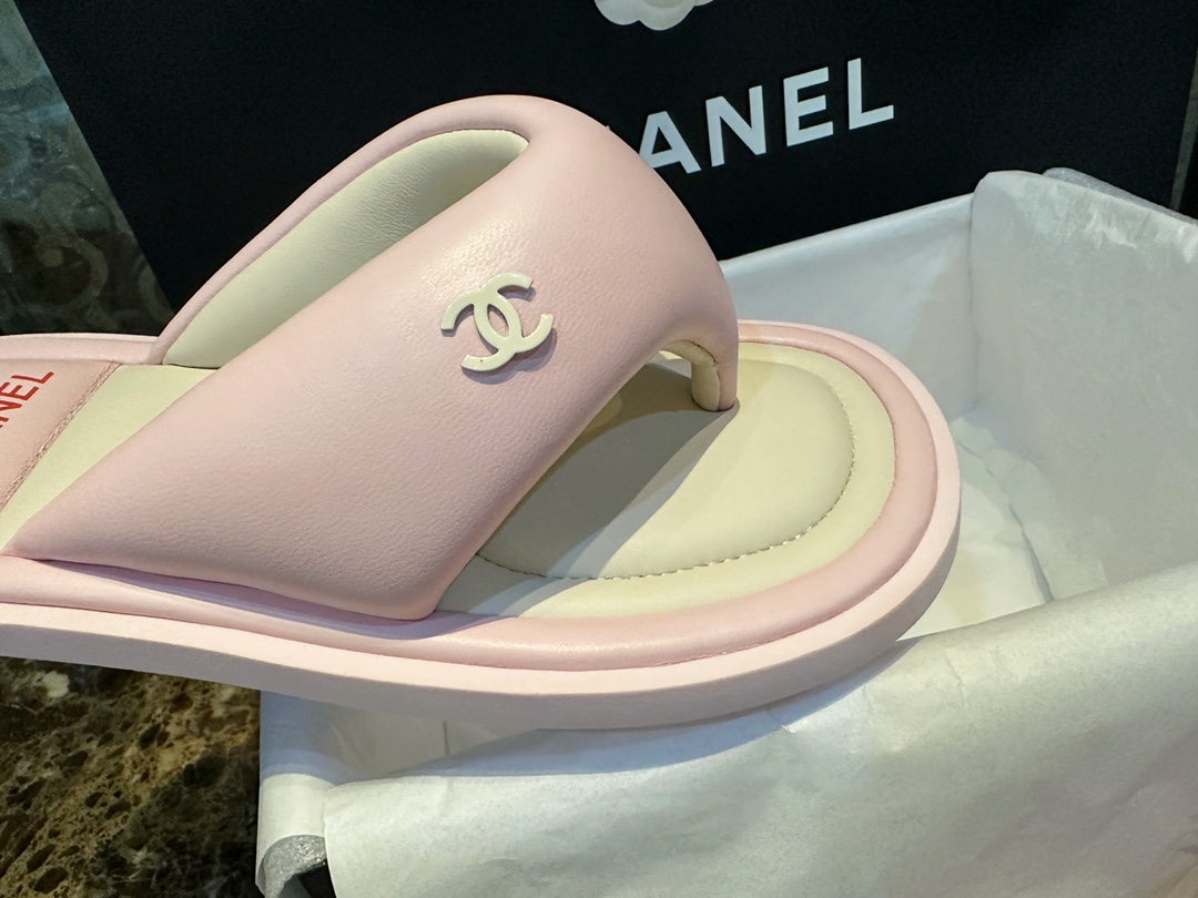 Chanel Pink Sheepskin Sponge Slides