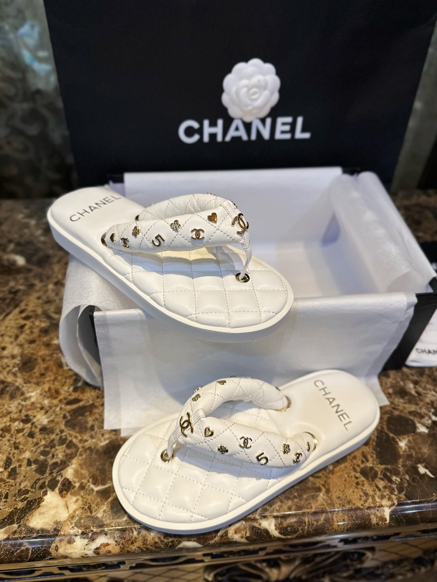 Chanel Diamond Pattern Slip-on Slides: Sturdy Yet Exquisite, Eco-Friendly Sheepskin 