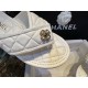 Chanel Pearl Button White Diamond Pattern Flip Flops: Pure, Romantic, and Refreshing with Delicate Sheepskin