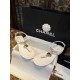 Chanel Eco-friendly White Sheepskin Sandals with Enamel Heart Copper Buckle