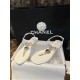 Chanel Eco-friendly White Sheepskin Sandals with Enamel Heart Copper Buckle