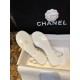 Chanel Eco-friendly White Sheepskin Sandals with Enamel Heart Copper Buckle