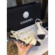 Chanel Black Sheepskin Woven Flat Sandals with Pearl Embellishments