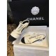 Chanel Black Sheepskin Woven Flat Sandals with Pearl Embellishments