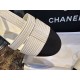 Chanel Black Sheepskin Woven Flat Sandals with Pearl Embellishments