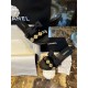 Chanel Baroque Pearl Black Satin and Sheepskin Mule Slippers