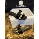 Chanel Baroque Pearl Black Satin and Sheepskin Mule Slippers