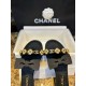 Chanel Baroque Pearl Black Satin and Sheepskin Mule Slippers