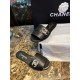 Chanel Apricot and Black Pearl Rhinestone Buckle Slides