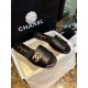 Chanel Apricot and Black Pearl Rhinestone Buckle Slides