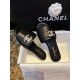 Chanel Apricot and Black Pearl Rhinestone Buckle Slides