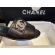 Chanel Apricot and Black Pearl Rhinestone Buckle Slides