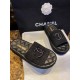 Chanel Black Towel Embroidered Thick-Sole Slippers: Comfortable Luxury with Cotton Towel Lining and Sheepskin Insole