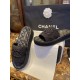 Chanel Black Towel Embroidered Thick-Sole Slippers: Comfortable Luxury with Cotton Towel Lining and Sheepskin Insole