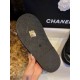 Chanel Black Towel Embroidered Thick-Sole Slippers: Comfortable Luxury with Cotton Towel Lining and Sheepskin Insole