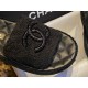 Chanel Black Towel Embroidered Thick-Sole Slippers: Comfortable Luxury with Cotton Towel Lining and Sheepskin Insole