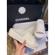 Chanel White Towel Embroidered Thick-Sole Slippers: Elevated Comfort with Delicate Embroidery for Effortless French Chic